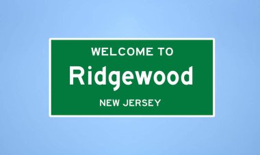 Ridgewood, New Jersey şehir sınırı tabelası. Amerika 'dan kasaba tabelası.