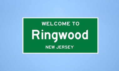 Ringwood, New Jersey şehir sınırı tabelası. Amerika 'dan kasaba tabelası.