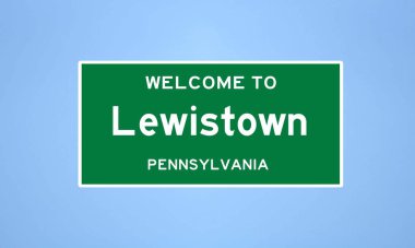Lewistown, Pennsylvania şehir sınırı tabelası. Amerika 'dan kasaba tabelası.