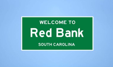 Red Bank, Güney Carolina şehir sınırı tabelası. Amerika 'dan kasaba tabelası.