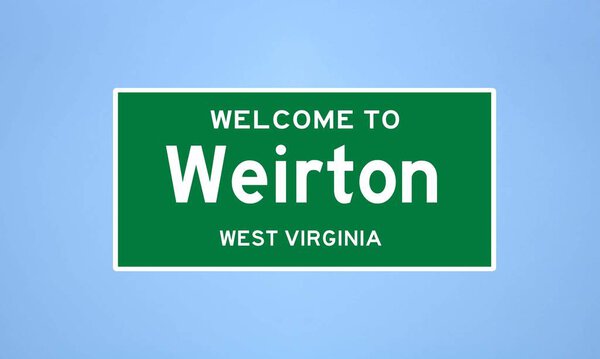 Weirton, West Virginia city limit sign. Town sign from the USA.
