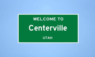 Centerville, Utah şehir sınırı tabelası. Amerika 'dan kasaba tabelası.