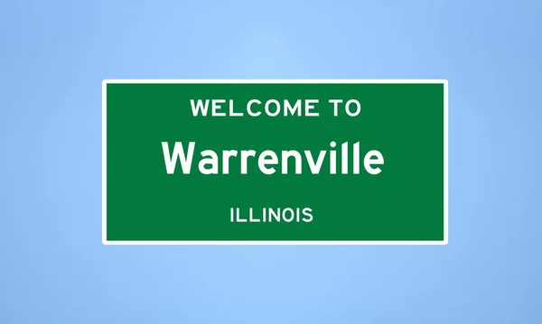Odizolowany Amerykański Znak Graniczny Miasta Warrenville Położony Hrabstwie Dupage Stanie — Zdjęcie stockowe