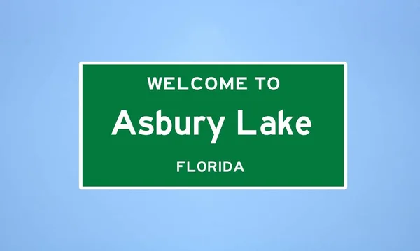 Isolado Sinal Limite Cidade Dos Eua Asbury Lake Localizado Condado — Fotografia de Stock