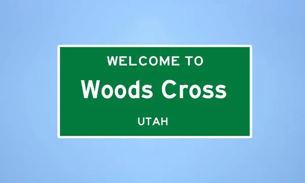 Isolated City Limit Sign Woods Cross Located Davis County Utah — Stock Photo, Image