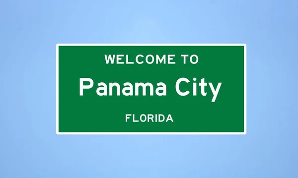 플로리다주 카운티에 파나마 시티제한 표지판이다 미국에서 파란색 배경으로 표시를 — 스톡 사진
