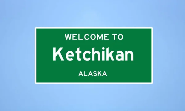 Izolovaná Značka Amerického Městského Limitu Ketchikan Která Nachází Okrese Ketchikan — Stock fotografie