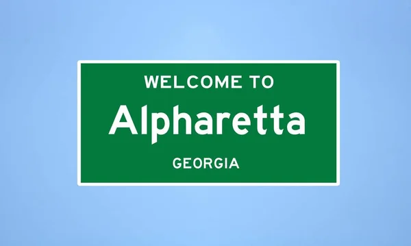 Ізольований Знак Меж Міста Сша Alpharetta Розташований Окрузі Фултон Джорджія — стокове фото