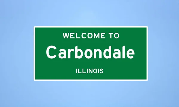 Jackson County, Illinois 'de bulunan Carbondale' in izole edilmiş ABD şehir sınırı işareti. Mavi arka planda ABD 'den gelen isim işareti.