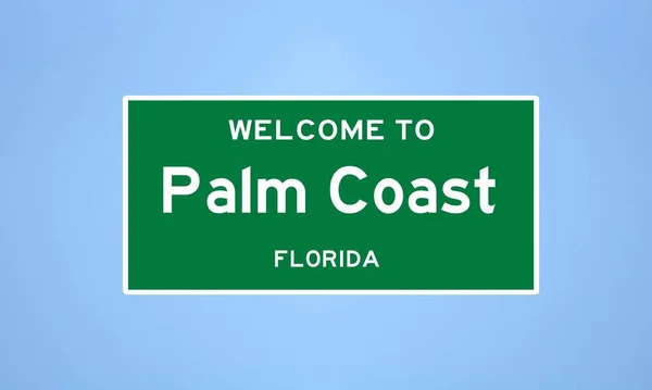 Elszigetelt Amerikai Városhatár Jele Palm Coast Található Flagler Megyében Floridában — Stock Fotó