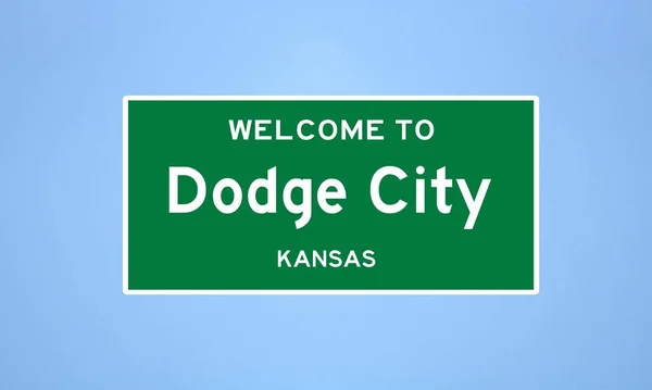 Απομονωμένο Σήμα Όριο Πόλης Των Ηπα Του Dodge City Που — Φωτογραφία Αρχείου