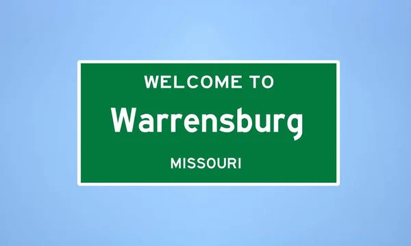 Ізольований Знак Меж Міста Сша Варренсбург Розташований Окрузі Джонсон Штат — стокове фото