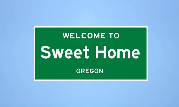 Elszigetelt Amerikai Városhatár Jele Sweet Home Található Linn Megyében Oregon — Stock Fotó