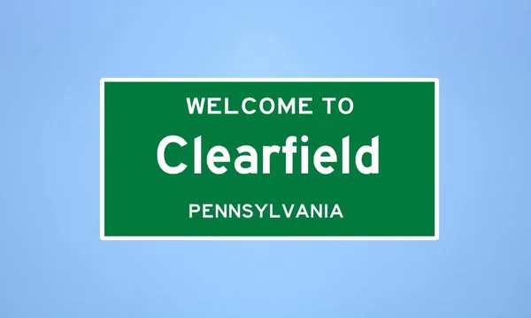 Elszigetelt Amerikai Határjelző Clearfield Található Clearfield Megyében Pennsylvania Helyezze Név — Stock Fotó