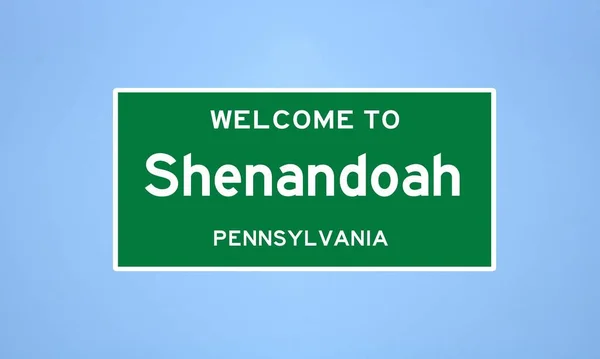 Shenandoah, Pennsylvania city limit sign. Town sign from the USA. — Stock Fotó