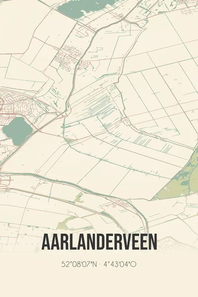 Aarlanderveen, Zuid-Holland klasik sokak haritası. Retro Hollanda şehir planı.