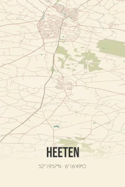Retro Dutch city map of Heeten located in Overijssel. Vintage street map.