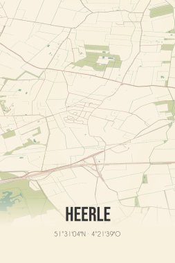 Retro Dutch city map of Heerle located in Noord-Brabant. Vintage street map.