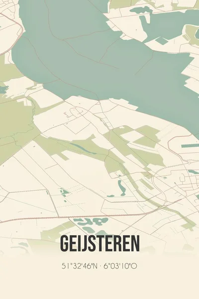 Retro Dutch city map of Geijsteren located in Limburg. Vintage street map.