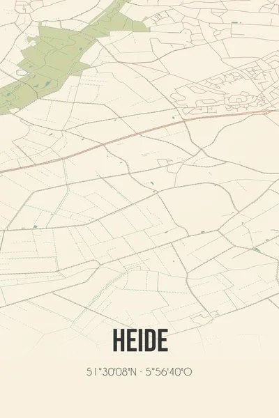 Retro Dutch city map of Heide located in Limburg. Vintage street map.