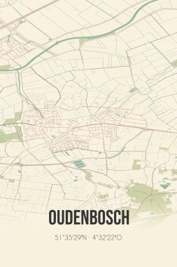 Retro Dutch city map of Oudenbosch located in Noord-Brabant. Vintage street map.