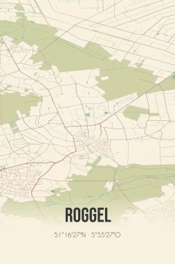 Retro Dutch city map of Roggel located in Limburg. Vintage street map.