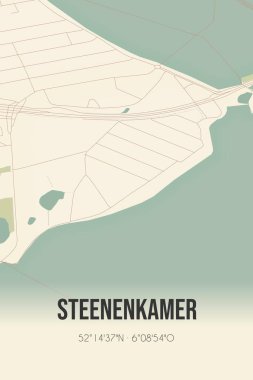 Retro Dutch city map of Steenenkamer located in Gelderland. Vintage street map.