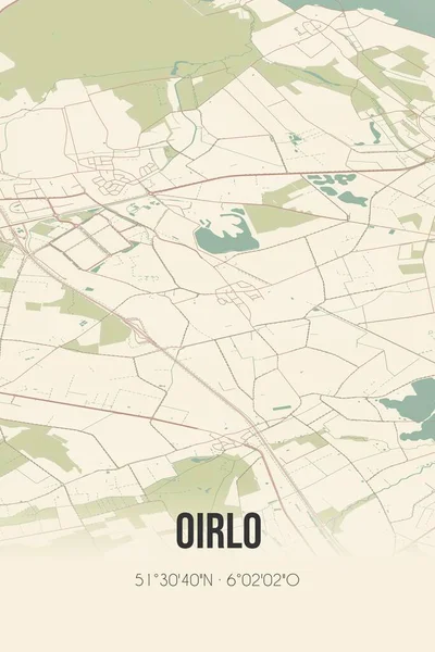 Retro Dutch city map of Oirlo located in Limburg. Vintage street map.