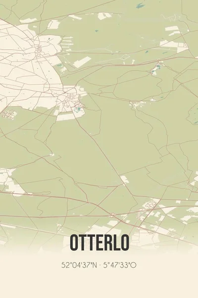 Retro Dutch city map of Otterlo located in Gelderland. Vintage street map.