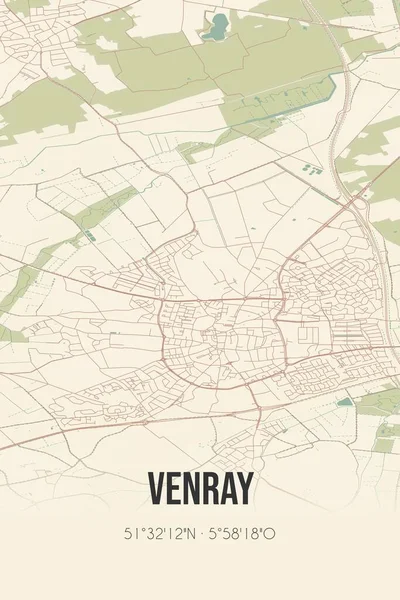 Retro Dutch City Map Venray Located Limburg Vintage Street Map — Stock fotografie