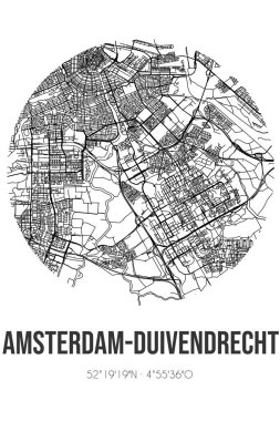 Amsterdam-Duivendrecht 'in soyut sokak haritası Ouder-Amstel' in Noord-Holland belediyesinde yer almaktadır. Çizgileri olan şehir haritası