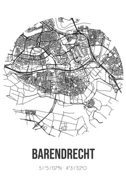 Barendrecht 'in soyut sokak haritası Barendrecht' in Zuid-Holland belediyesinde yer almaktadır. Çizgileri olan şehir haritası