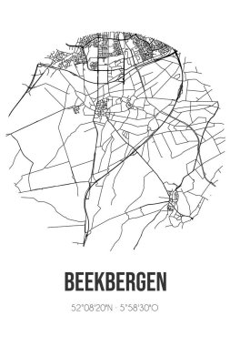 Beekbergen 'in soyut sokak haritası Gelderland Belediyesi, Apeldoorn' da bulunmaktadır. Çizgileri olan şehir haritası
