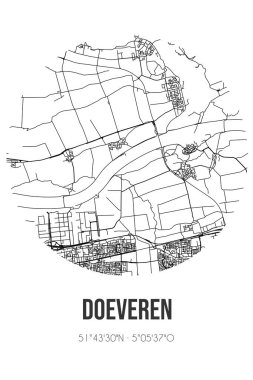 Doeveren 'in soyut sokak haritası Heusden' in Noord-Brabant belediyesinde yer almaktadır. Çizgileri olan şehir haritası
