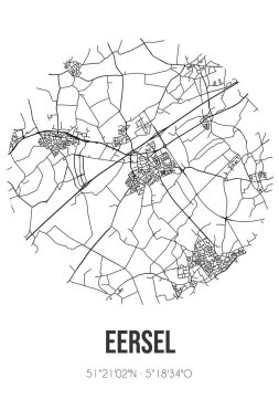 Eersel 'in soyut sokak haritası Eersel' in Noord-Brabant belediyesinde yer almaktadır. Çizgileri olan şehir haritası