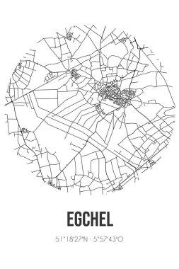 Egchel 'in soyut sokak haritası, Peel en Maas Limburg belediyesinde yer almaktadır. Çizgileri olan şehir haritası