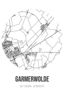 Garmerwolde 'un soyut sokak haritası Groningen belediyesinde yer almaktadır. Çizgileri olan şehir haritası