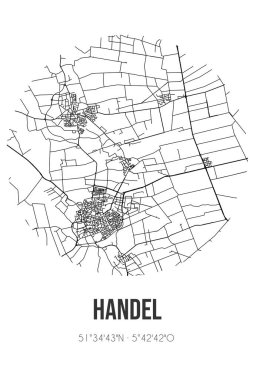 Gemert-Bakel 'in Noord-Brabant belediyesinde bulunan Handel' in soyut sokak haritası. Çizgileri olan şehir haritası