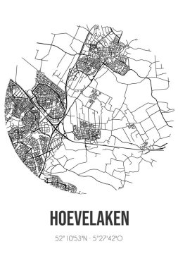Hoevelaken 'in soyut sokak haritası Nijkerk' in Gelderland belediyesinde yer almaktadır. Çizgileri olan şehir haritası