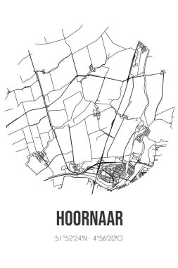 Hoornaar 'ın soyut sokak haritası Molenlanden' in Zuid-Holland belediyesinde bulunuyor. Çizgileri olan şehir haritası