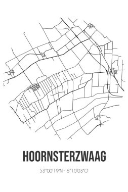 Hoornsterzwaag 'ın soyut sokak haritası Heerenveen' in Fryslan belediyesinde bulunmaktadır. Çizgileri olan şehir haritası