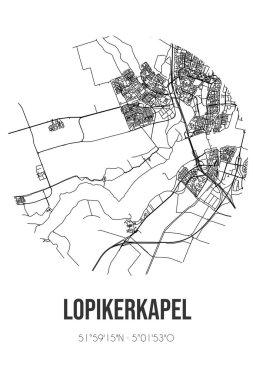 Lopikerkapel 'in soyut sokak haritası Lopik' in Utrecht belediyesinde bulunmaktadır. Çizgileri olan şehir haritası