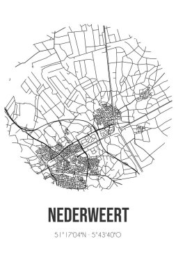 Nederweert 'in soyut sokak haritası Nederweert Limburg belediyesinde yer almaktadır. Çizgileri olan şehir haritası