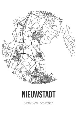 Nieuwstadt 'ın soyut sokak haritası Echt-Susteren Limburg belediyesinde yer almaktadır. Çizgileri olan şehir haritası