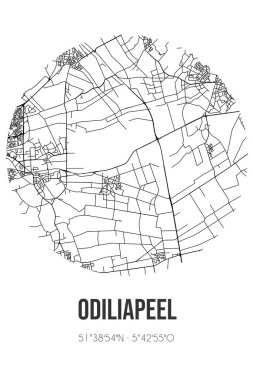Odiliapeel 'in soyut sokak haritası Uden' in Noord-Brabant belediyesinde yer almaktadır. Çizgileri olan şehir haritası