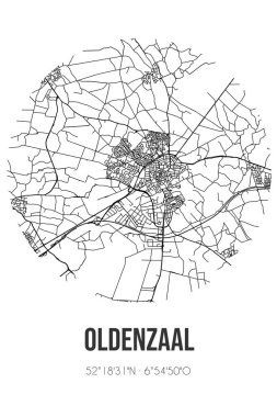 Oldenzaal 'ın soyut sokak haritası Oldenzaal' ın Overijssel belediyesinde yer almaktadır. Çizgileri olan şehir haritası