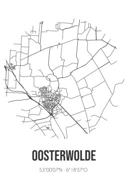 Oosterwolde 'un soyut sokak haritası Ooststellingwerf' in Fryslan belediyesinde yer almaktadır. Çizgileri olan şehir haritası