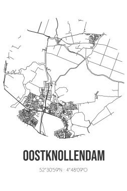 Oostknollendam 'ın soyut sokak haritası, Wormerland Noord-Holland belediyesinde yer almaktadır. Çizgileri olan şehir haritası