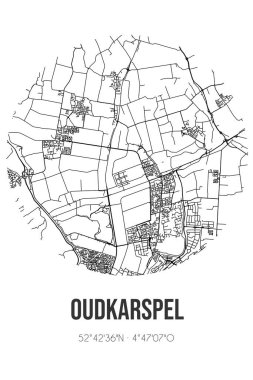 Oudkarspel 'in soyut sokak haritası Langedijk' in Noord-Holland belediyesinde yer almaktadır. Çizgileri olan şehir haritası
