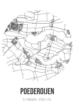 Poederoijen 'in soyut sokak haritası Zaltbommel' in Gelderland belediyesinde yer almaktadır. Çizgileri olan şehir haritası